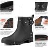 imageHISEA Womens Ankle Rain Boots Waterproof Fashion Short Garden Shoes Antislip for Women with Comfortable InsoleBlack