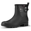 imageHISEA Womens Ankle Rain Boots Waterproof Fashion Short Garden Shoes Antislip for Women with Comfortable InsoleBlack