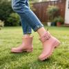 imageHISEA Womens Ankle Rain Boots Waterproof Fashion Short Garden Shoes Antislip for Women with Comfortable InsoleRed