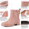 imageHISEA Womens Ankle Rain Boots Waterproof Fashion Short Garden Shoes Antislip for Women with Comfortable InsoleRed