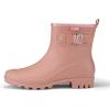 imageHISEA Womens Ankle Rain Boots Waterproof Fashion Short Garden Shoes Antislip for Women with Comfortable InsoleRed