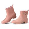 imageHISEA Womens Ankle Rain Boots Waterproof Fashion Short Garden Shoes Antislip for Women with Comfortable InsoleRed