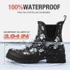 imageHISEA Ankle Rain Boots for Women Waterproof Chelsea Short Rubber Garden Shoes for Ladies Lightweight FashionBlack With Paw Print