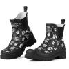 imageHISEA Ankle Rain Boots for Women Waterproof Chelsea Short Rubber Garden Shoes for Ladies Lightweight FashionBlack With Paw Print