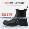 imageHISEA Ankle Rain Boots for Women Waterproof Chelsea Short Rubber Garden Shoes for Ladies Lightweight FashionMatte Black