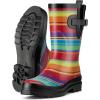 imageHISEA Rubber Rain Boots for Women Waterproof Garden Mud BootsRainbow Stripe