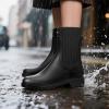 imageHISEA Short Rain Boots for Women Waterproof Chelsea Boots Rubber Garden Shoes for Ladies with Comfort Insole Lightweight FashionBlack
