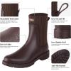 imageHISEA Short Rain Boots for Women Waterproof Chelsea Boots Rubber Garden Shoes for Ladies with Comfort Insole Lightweight FashionBrown