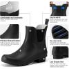 imageHISEA Short Rain Boots for Women Waterproof Womens Ankle Rubber Boot for Garden Farm Lightweight FashionBlack