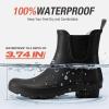 imageHISEA Short Rain Boots for Women Waterproof Womens Ankle Rubber Boot for Garden Farm Lightweight FashionBlack