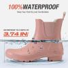 imageHISEA Short Rain Boots for Women Waterproof Womens Ankle Rubber Boot for Garden Farm Lightweight FashionHawthorn Red