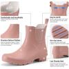imageHISEA Short Rain Boots for Women Waterproof Womens Ankle Rubber Boot for Garden Farm Lightweight FashionHawthorn Red
