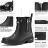 imageHISEA Short Rain Boots for Women with Zipper Waterproof Chelsea Boots Rubber Garden Shoes for Ladies FashionBlack