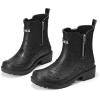 imageHISEA Short Rain Boots for Women with Zipper Waterproof Chelsea Boots Rubber Garden Shoes for Ladies FashionBlack