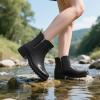imageHISEA Short Rain Boots for Women with Zipper Waterproof Chelsea Boots Rubber Garden Shoes for Ladies FashionBlack