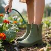 imageHISEA Short Rain Boots for Women with Zipper Waterproof Chelsea Boots Rubber Garden Shoes for Ladies FashionGreen