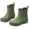 imageHISEA Short Rain Boots for Women with Zipper Waterproof Chelsea Boots Rubber Garden Shoes for Ladies FashionGreen