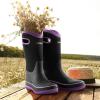 imageHISEA Women Mud Boots Neoprene Rubber Garden Shoes Waterproof Mid Calf Rain Boots for OutdoorLilac Purple
