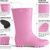 imageHISEA Women Rubber Boots Wide Calf Rain Boots Matte Surface Waterproof PVC Rubber Rain Boot Mid Height Rain Shoes for Outdoor Gardening Work WalkingPink