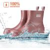 imageHISEA Womens Ankle Rubber Rain Boots Waterproof Short Chelsea Boots for Garden with Comfortable Insoles CHOOSE ONE SIZE UP