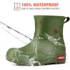 imageHISEA Womens Short Chelsea Boots Ankle Rubber Rain Boots for Garden WaterproofLight Green