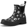 imageHISEA Ankle Rain Boots for Women Waterproof Chelsea Short Rubber Garden Shoes for Ladies Lightweight FashionBlack With Paw Print