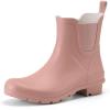 imageHISEA Short Rain Boots for Women Waterproof Womens Ankle Rubber Boot for Garden Farm Lightweight FashionHawthorn Red