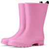 imageHISEA Women Rubber Boots Wide Calf Rain Boots Matte Surface Waterproof PVC Rubber Rain Boot Mid Height Rain Shoes for Outdoor Gardening Work WalkingPink