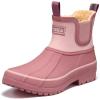 imageHISEA Womens Saltwater Winter Rain Boots Waterproof Duck Chelsea Lined Outdoor Garden BootHawthorn Red