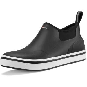 imageHISEA Mens Deck Boots Waterproof Ankle Rain Boots Neoprene Saltwater Fishing Boot OutdoorBlack
