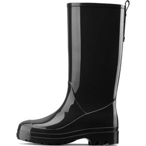imageHISEA Rain Boots for Women Waterproof Garden Boots Knee High Rain Shoes with Comfort Insole NonSlip Seamless Tall Rain BootsBlack