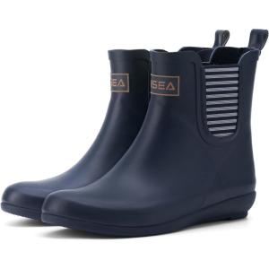 imageHISEA Rubber Rain Boots for Women Waterproof Chelsea Boots Short Ankle Rain Shoes Wedge Heel AntiSlipping Rainboots for Ladies with Comfort Insole Lightweight Stylish Outdoor Work BootiesNavy Blue
