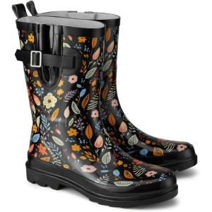 imageHISEA Rubber Rain Boots for Women Waterproof Garden Mud BootsDark Garden