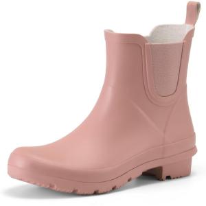 imageHISEA Short Rain Boots for Women Waterproof Womens Ankle Rubber Boot for Garden Farm Lightweight FashionHawthorn Red