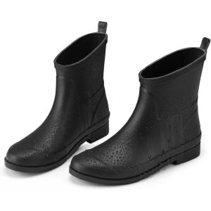 imageHISEA Womens Rubber Rain Boots Ankle Garden Boots for Women Short Rubber Boot OutdoorBlack