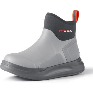 imageHISEA Womens Chelsea Rain Boots Rubber Ankle Short Boots for Women Waterproof Durable Insulated Mud Booties for Outdoor Garden WorkGrey