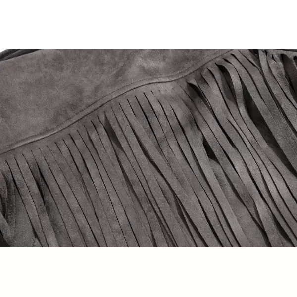 CHARTOU Casual Faux Leather Jacket Women Motorcycle Jacket Fringe Cropped Jacket Utility Tassel Suede Moto Jacket