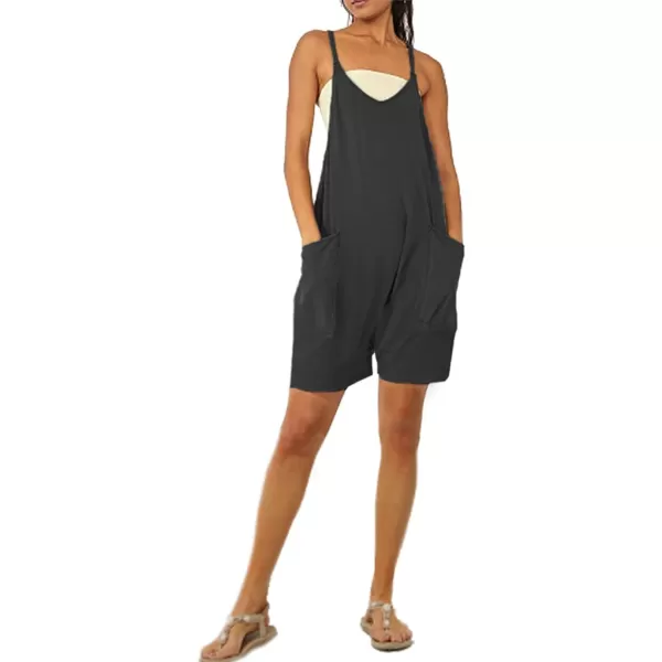 CHARTOU Casual Romper for Women Summer Short Jumpsuit Sleeveless Strappy Harem Pants Cargo Overalls Pocket