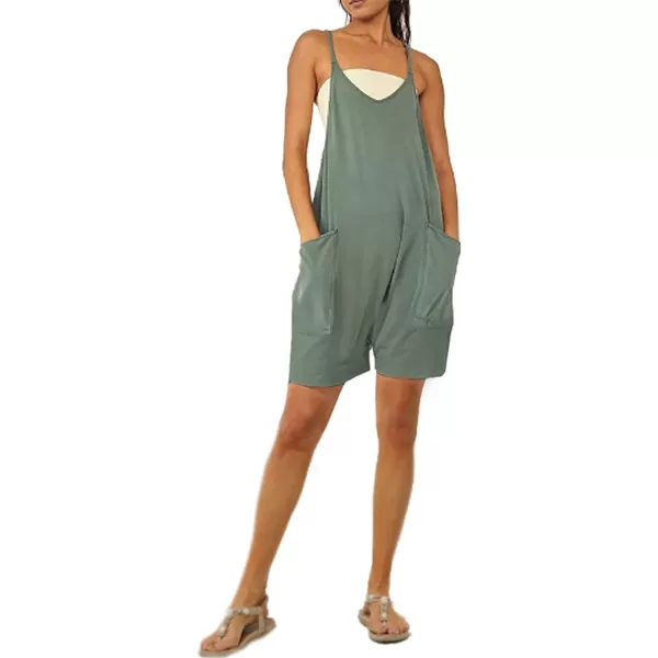 CHARTOU Casual Romper for Women Summer Short Jumpsuit Sleeveless Strappy Harem Pants Cargo Overalls Pocket