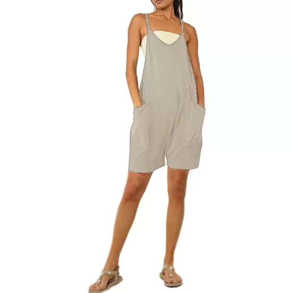 CHARTOU Casual Romper for Women Summer Short Jumpsuit Sleeveless Strappy Harem Pants Cargo Overalls Pocket