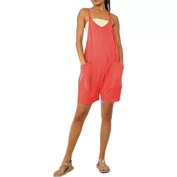 CHARTOU Casual Romper for Women Summer Short Jumpsuit Sleeveless Strappy Harem Pants Cargo Overalls Pocket