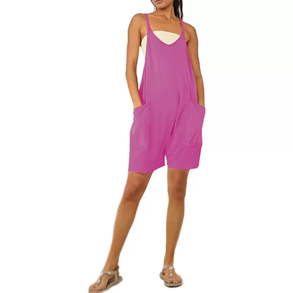 CHARTOU Casual Romper for Women Summer Short Jumpsuit Sleeveless Strappy Harem Pants Cargo Overalls Pocket