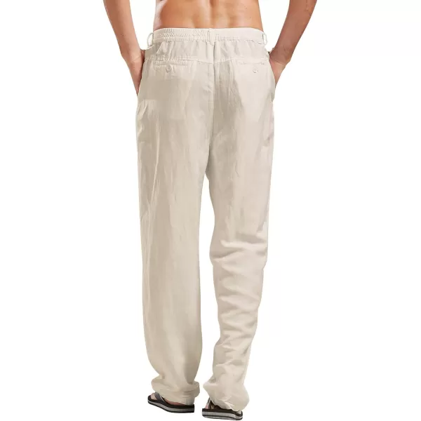 CHARTOU Man's Summer Casual Stretched Waist Loose Fit Linen Beach Pants