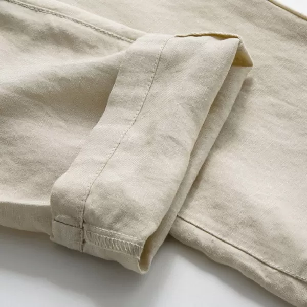 CHARTOU Man's Summer Casual Stretched Waist Loose Fit Linen Beach Pants