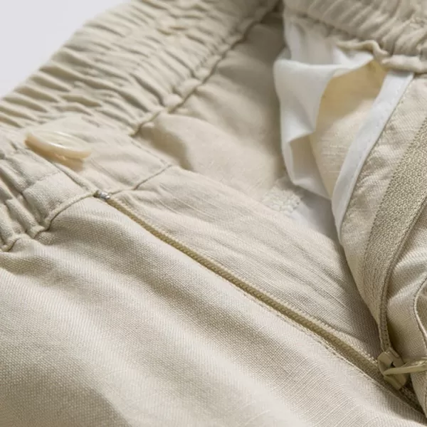 CHARTOU Man's Summer Casual Stretched Waist Loose Fit Linen Beach Pants