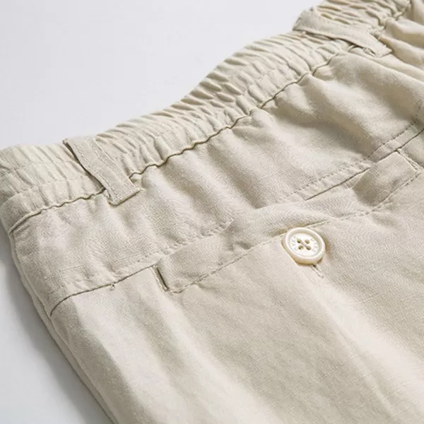 CHARTOU Man's Summer Casual Stretched Waist Loose Fit Linen Beach Pants