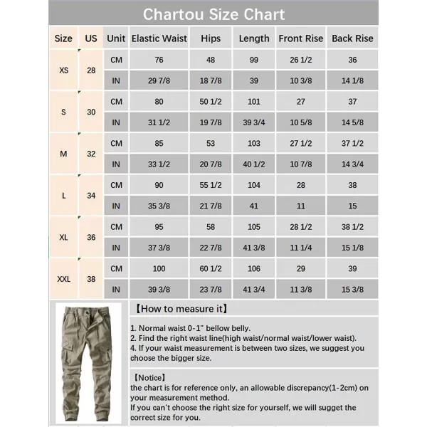 CHARTOU Men Stretch Waist Cargo Pants Work Pants Lightweight Outdoor Tactical Jogger Pants Pocket