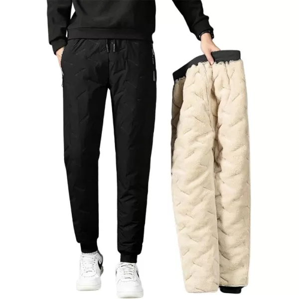 CHARTOU Men Thermal Sherpa Fleece Lined Pants Work Jogger Sweatpants Casual Warm Winter Solid Pants Outdoor