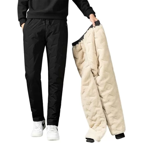 CHARTOU Men Thermal Sherpa Fleece Lined Pants Work Jogger Sweatpants Casual Warm Winter Solid Pants Outdoor