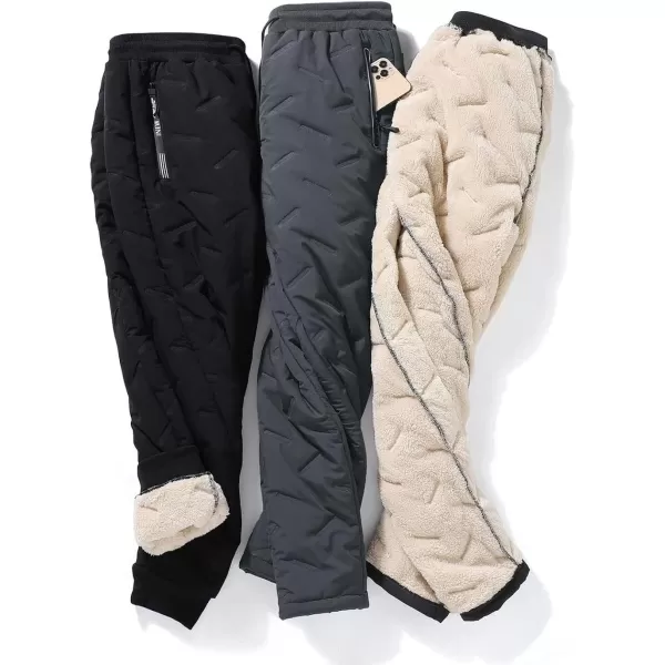 CHARTOU Men Thermal Sherpa Fleece Lined Pants Work Jogger Sweatpants Casual Warm Winter Solid Pants Outdoor